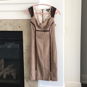 BEBE WOOL DRESS BROWN/TAN CROCODILE IMITATION 4 SZ